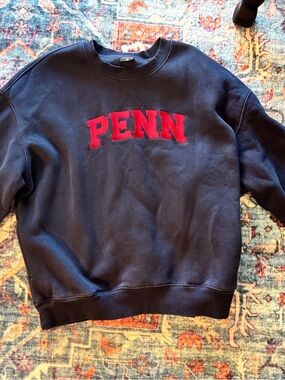 PENN Navy Crewneck Sweatshirt with Red Lettering - Hype and Vice